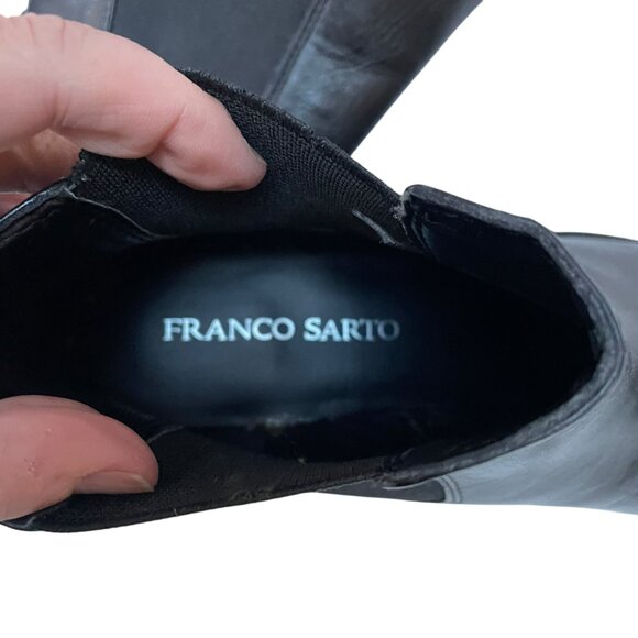 NWOT Franco Sarto Cambridge Black Leather Chelsea Boot Womens 7.5M Stacked Heel - Picture 3 of 8